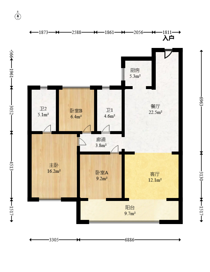 建投象山国际  3室2厅1卫    122.7万 建投象山国际  3室2厅1卫    122.7万户型图