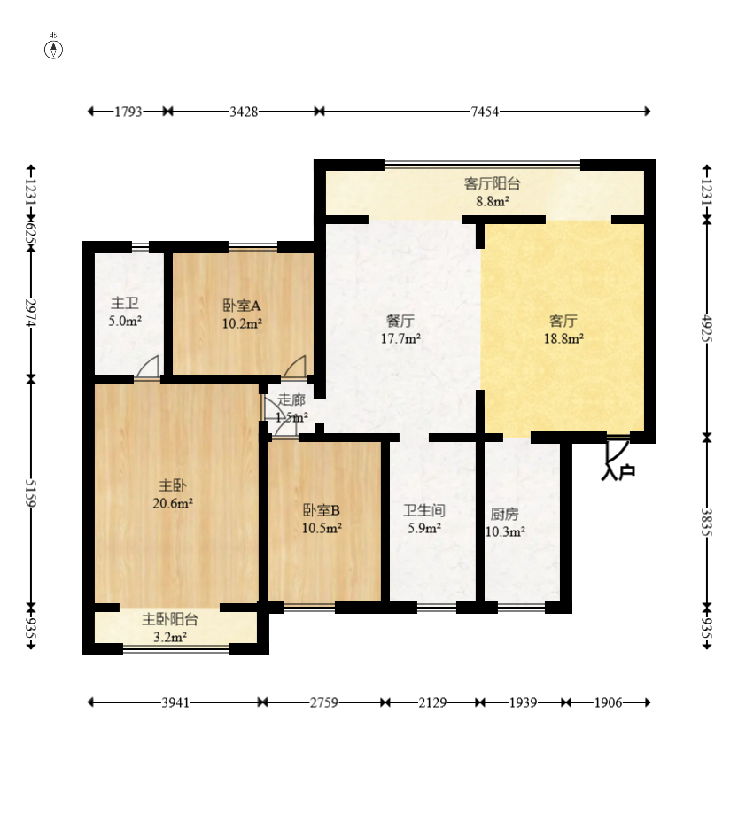 中建芙蓉嘉苑  3室2厅2卫   108.00万室内图1