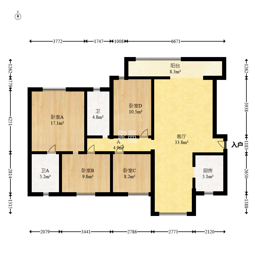 中建梅溪湖中心  4室2厅2卫    218.0万