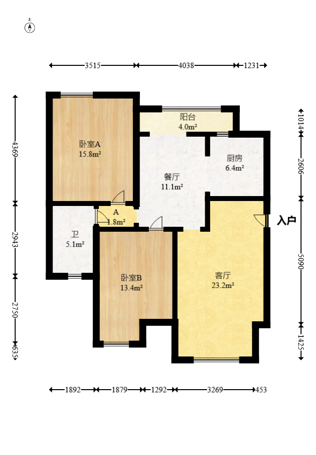 西点公园里 2室2厅1卫 98.0万 西点公园里 2室2厅1卫 98.0万户型图