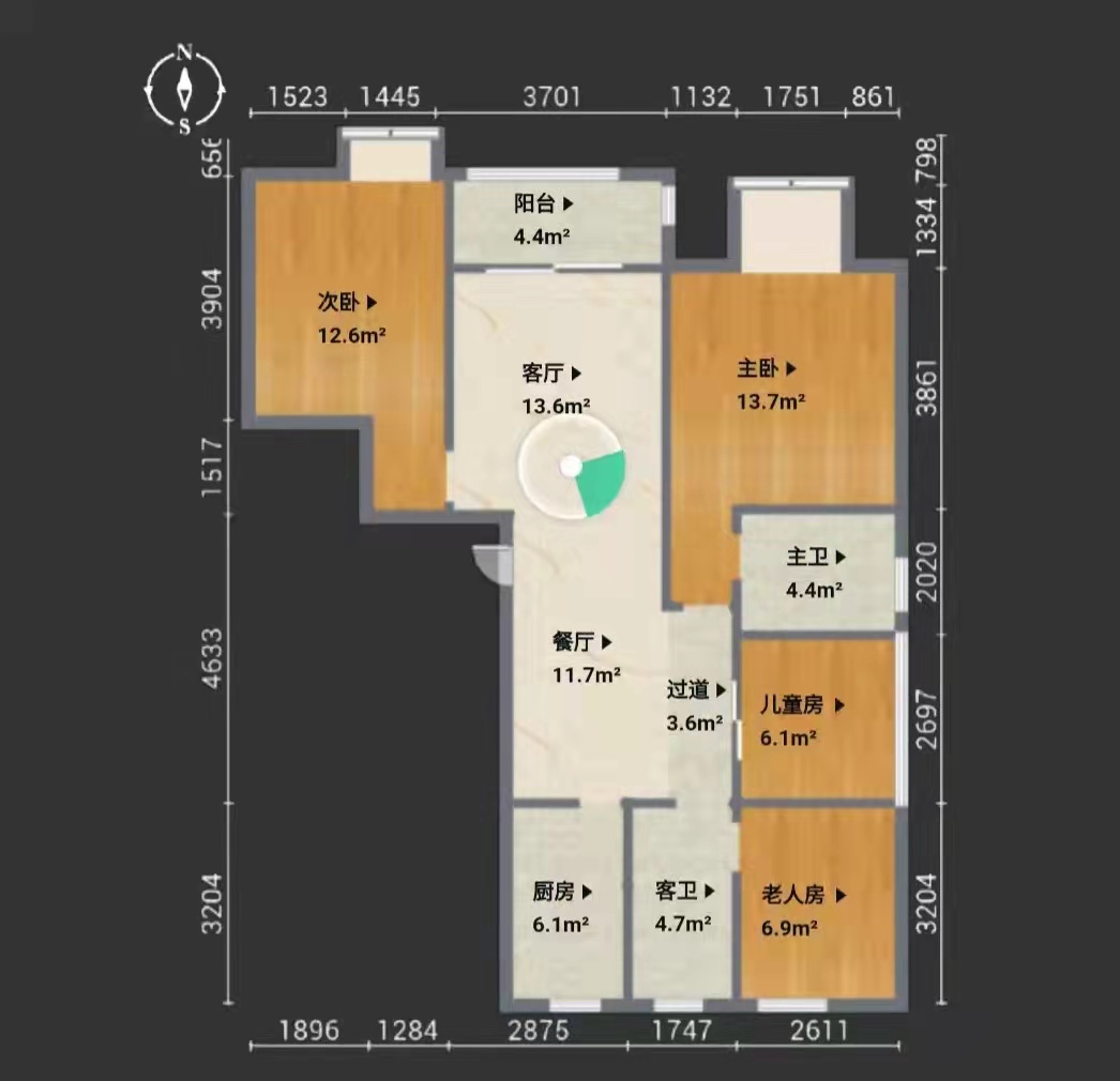 米兰春天 4室2厅2卫 2500.0元/月 米兰春天 4室2厅2卫 2500.0元/月户型图