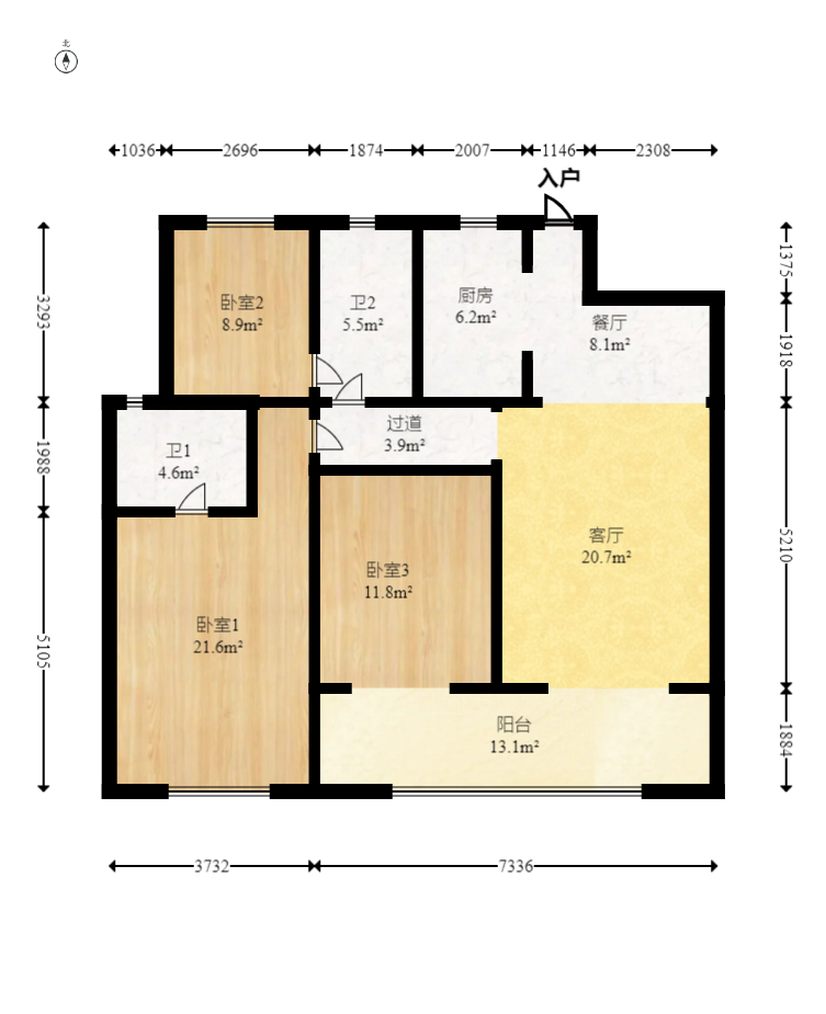 新力铂园（江山云著）  3室2厅2卫   130.00万室内图1