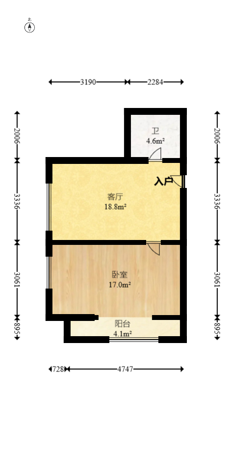荣泰广场  1室1厅1卫   48.00万室内图1