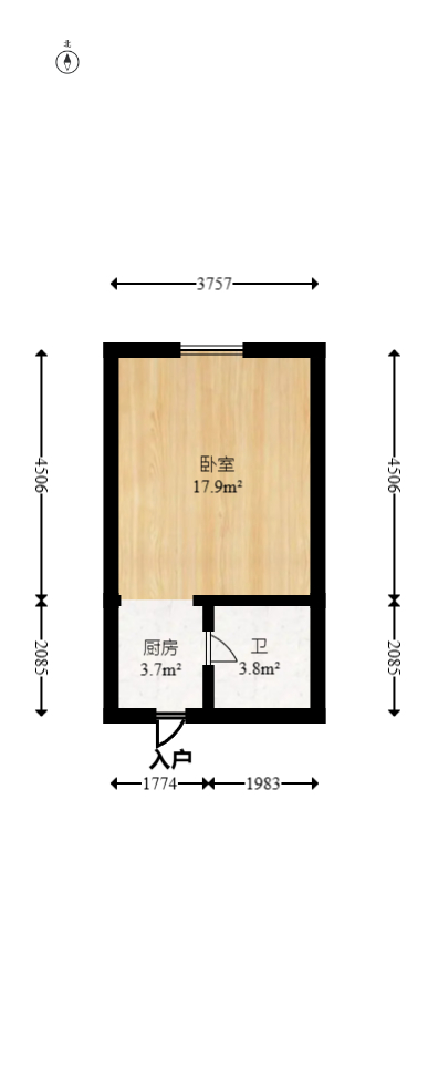 克拉美丽山庄（晟领国际）  1室1厅1卫   21.00万室内图1