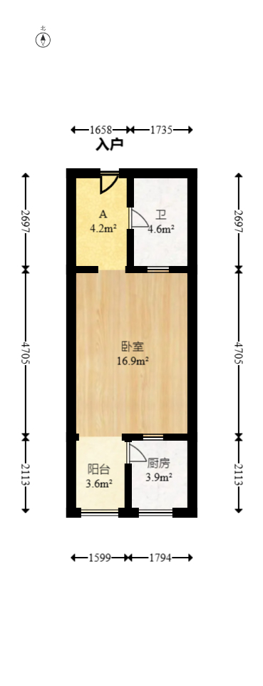 克拉美丽山庄（晟领国际）  1室1厅1卫   40.00万室内图1