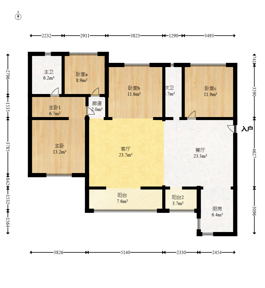 梅溪湖合能璞丽  4室2厅2卫   180.00万室内图1