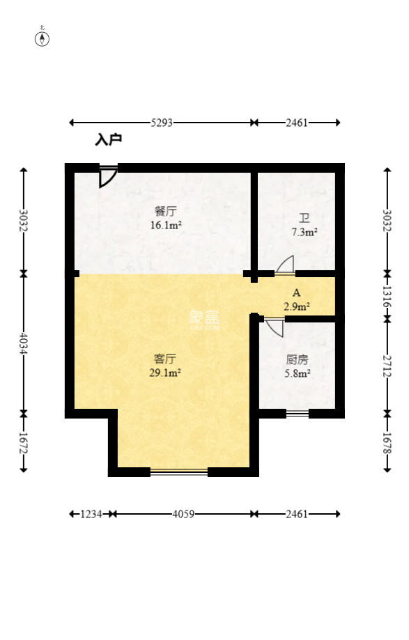 向阳门第 1室1厅1卫 61.0万 向阳门第 1室1厅1卫 61.0万户型图