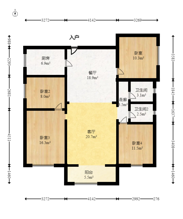 昌和商业中心/昌和国际  4室2厅2卫   69.80万室内图1