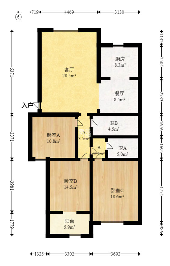 韵景商居  3室2厅2卫   85.00万