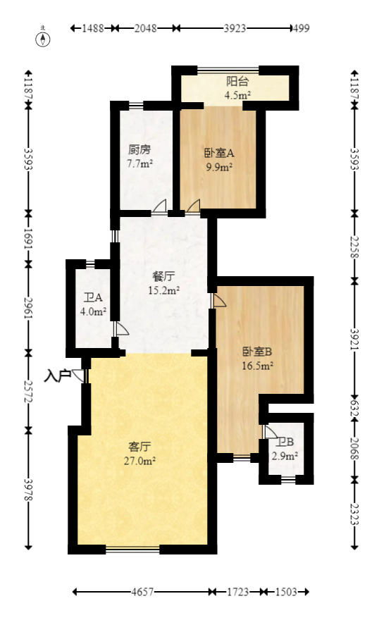 四季美景一、二期  4室2厅2卫   150.00万室内图1