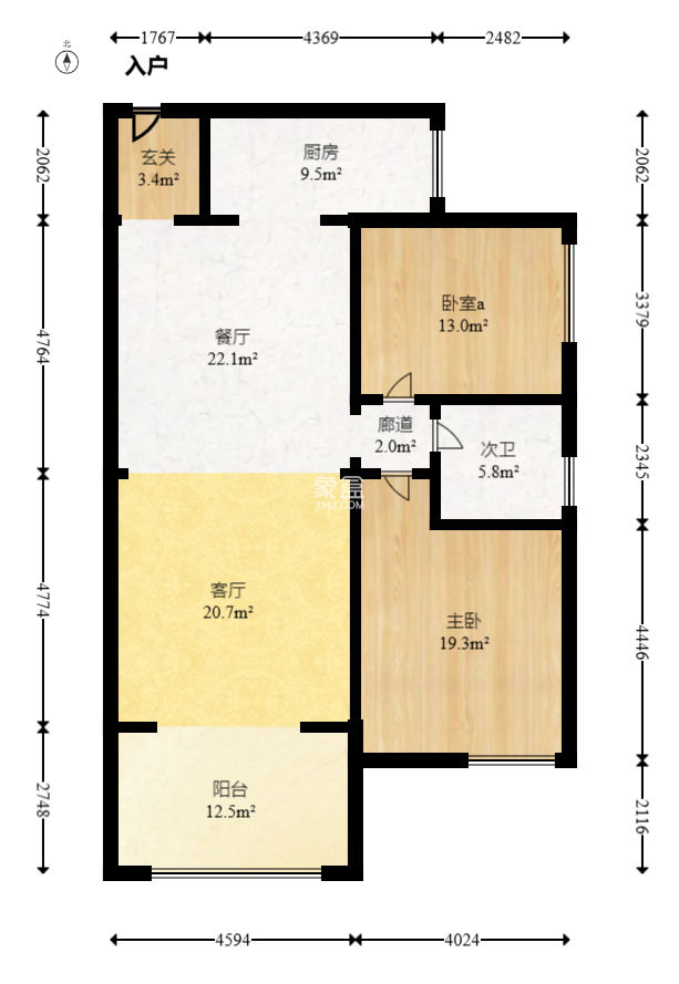 中鼎江岸花城  2室2厅1卫   48.00万