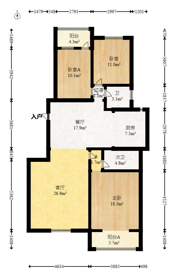 楚天家园  3室2厅2卫   71.80万