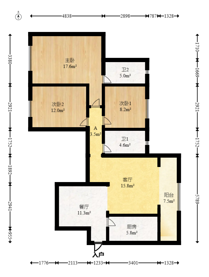 恒大翡翠華庭  3室2廳2衛(wèi)    81.8萬室內(nèi)圖1