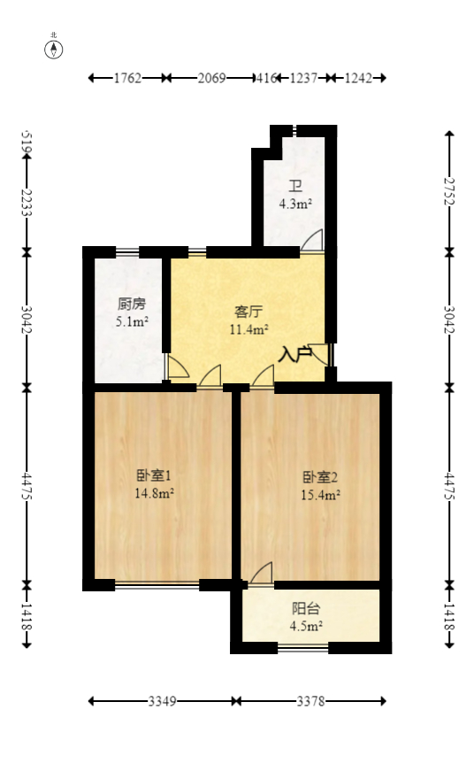 浦沅生活一区  2室1厅1卫   52.00万室内图1