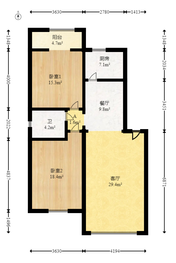 丽江翠园  2室2厅1卫   62.00万室内图1
