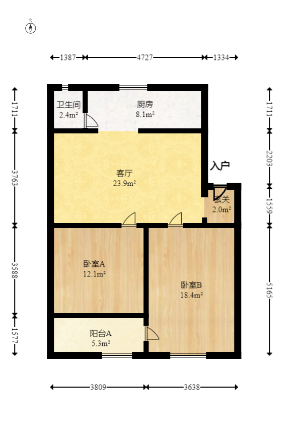 雨花亭长电宿舍（新建西路）  2室1厅1卫   41.80万室内图1
