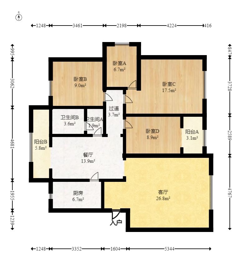 智邦家园  3室2厅1卫   116.00万室内图1
