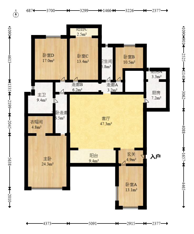 中建芙蓉和苑  4室2厅3卫    490.0万室内图1