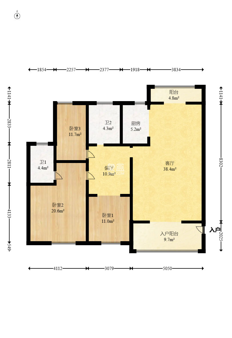 山水华景  3室2厅2卫    120.0万