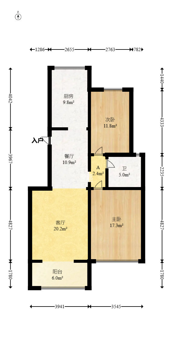 山语城二期  2室2厅1卫    60.0万