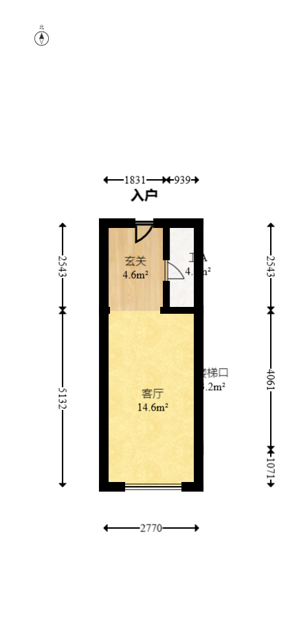 卓越中寰  2室1厅1卫   54.00万室内图1