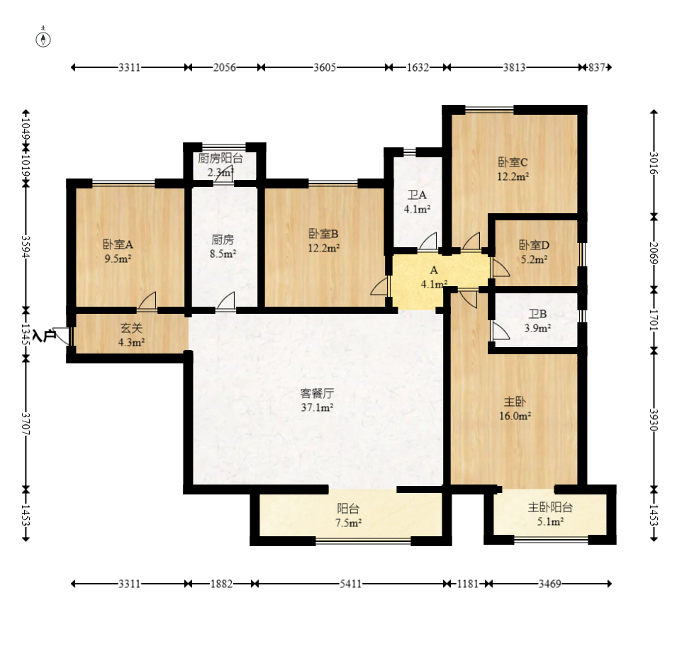 保利天禧C区  5室2厅2卫    280.0万室内图1