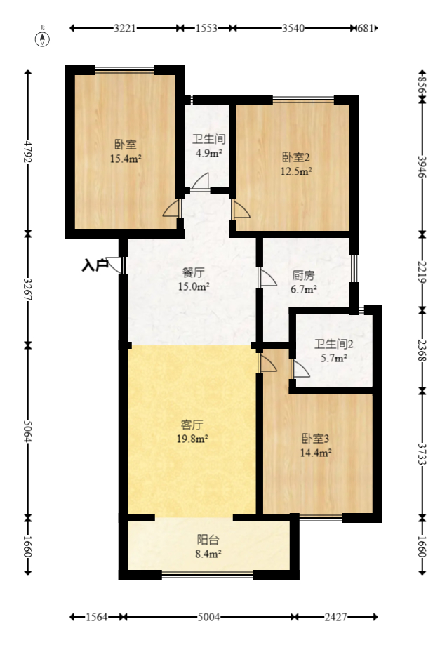 华远海蓝郡  3室2厅2卫    83.0万室内图1