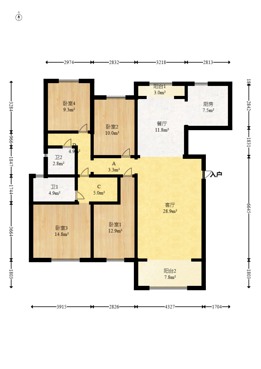 万科魅力之城天阔里 4室2厅2卫 240.0万 万科魅力之城天阔里 4室2厅2卫 240.0万户型图