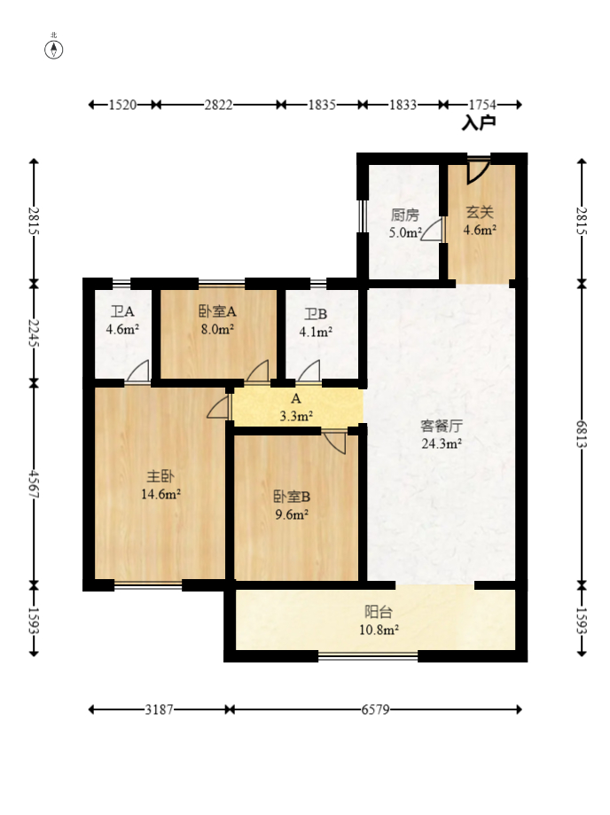 越秀悦湖台  3室2厅2卫   180.00万室内图1
