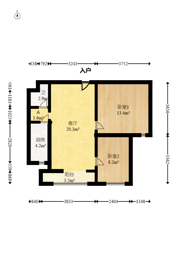 博林云栖  2室2厅1卫   63.00万室内图1
