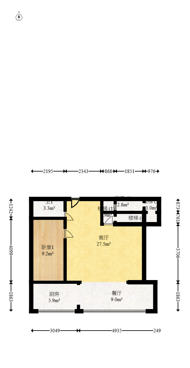 尊邸华庭  3室1厅2卫   85.00万