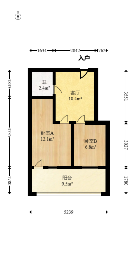 建安像素汇  2室1厅1卫   42.00万室内图1