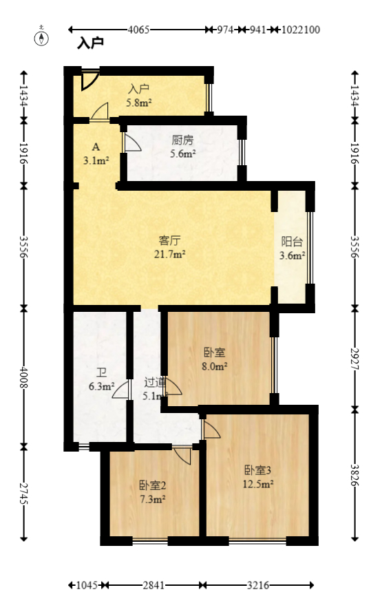 荣泰广场  3室1厅1卫   81.00万室内图1
