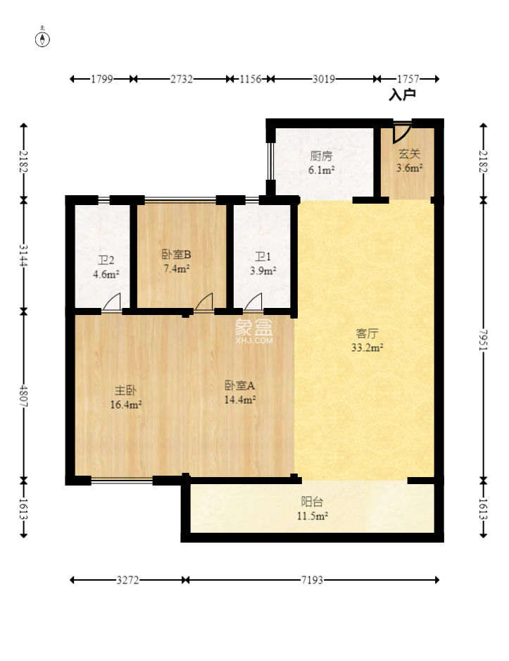 建投象山国际  3室2厅2卫   128.00万