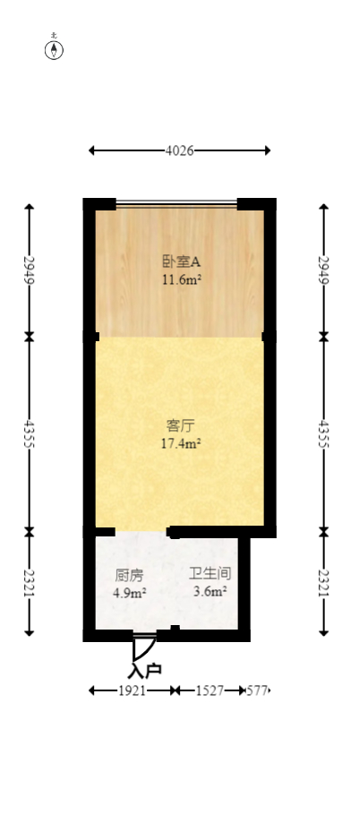 摩天一号  1室1厅1卫   37.80万室内图1