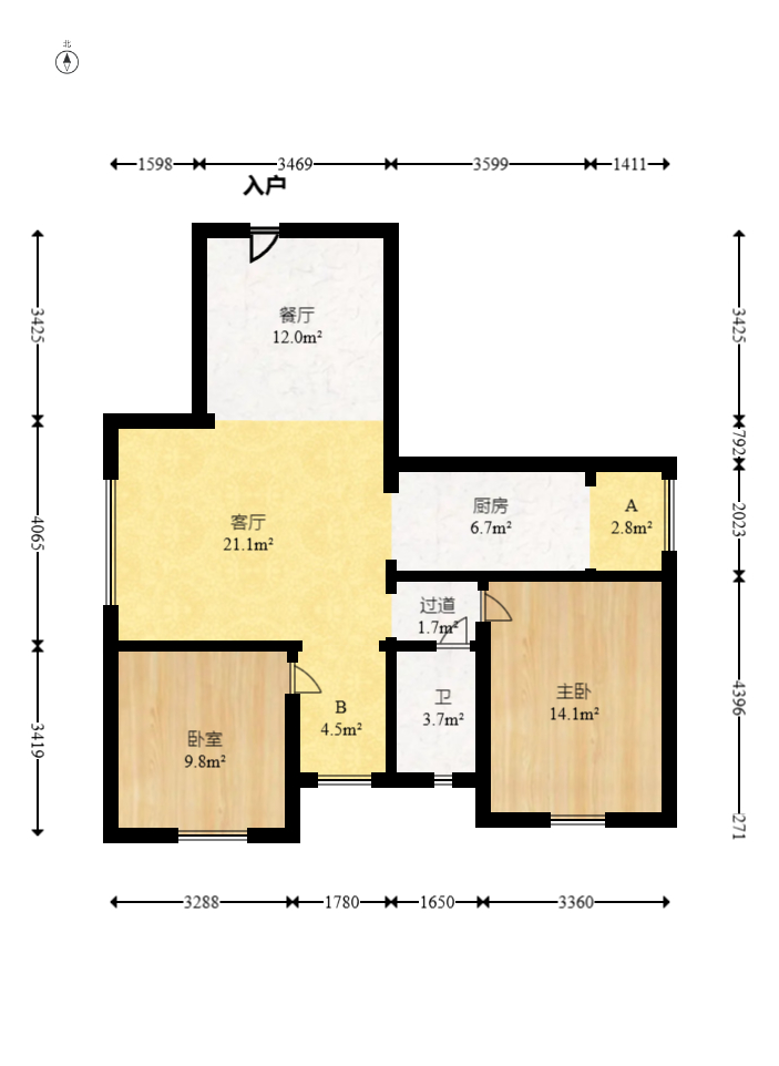 楚天世纪城东苑 2室2厅1卫 45.8万 楚天世纪城东苑 2室2厅1卫 45.8万户型图