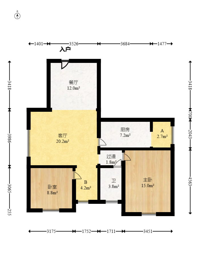 楚天世纪城东苑 1室2厅1卫 55.0万 楚天世纪城东苑 1室2厅1卫 55.0万户型图