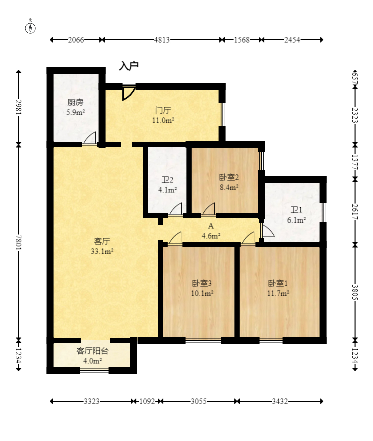 文景领秀  3室2厅2卫   98.00万室内图1