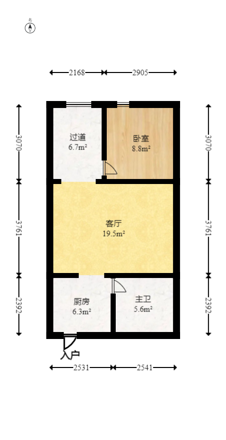 铂宫  2室1厅1卫   60.00万室内图1