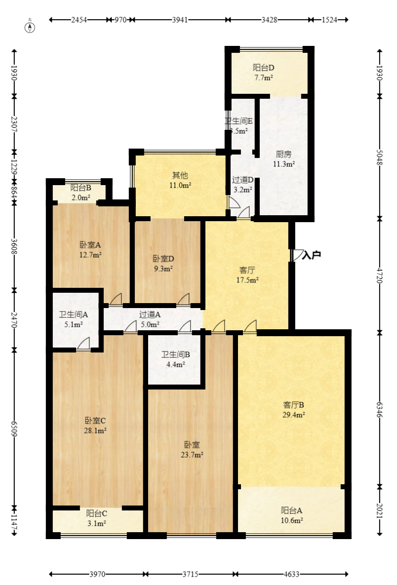 建鸿达华都(华都小户型及大华写字楼) 4室2厅2卫 228.0万 建鸿达华都(华都小户型及大华写字楼) 4室2厅2卫 228.0万户型图