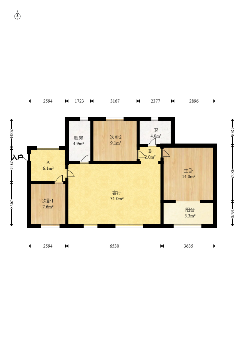 华润凤凰城二期 3室2厅1卫 74.0万 华润凤凰城二期 3室2厅1卫 74.0万户型图