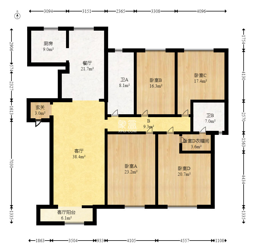 八方小区D区  4室2厅2卫   700.00万
