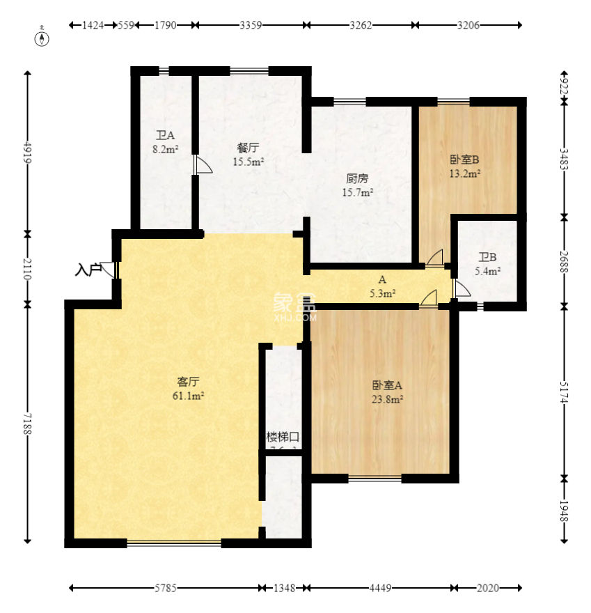 八方小区A区  5室2厅2卫    1350.0万