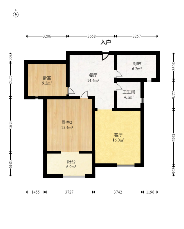 东业苹果社区  2室2厅1卫    39.86万室内图1