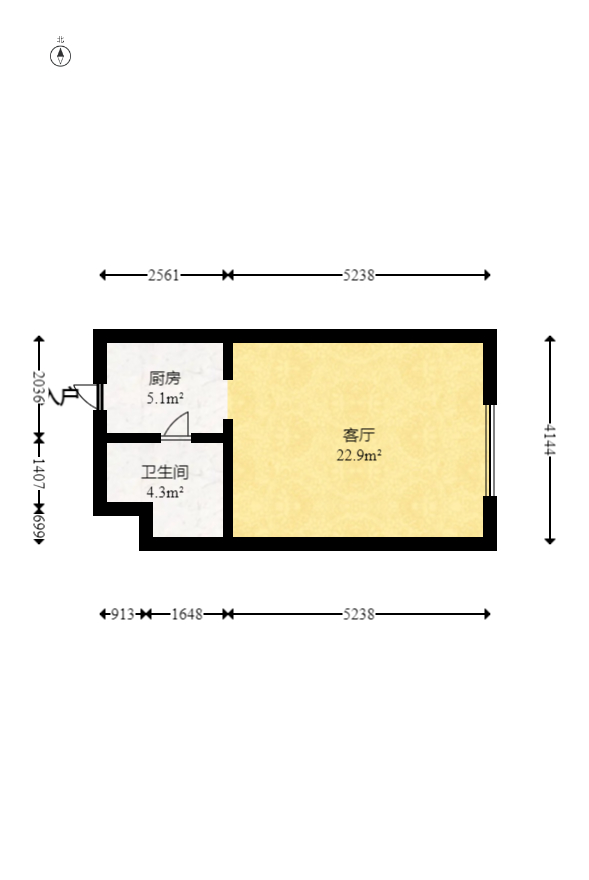 芙蓉万国城MOMA（卓越汇富苑）  1室1厅1卫   36.00万室内图1