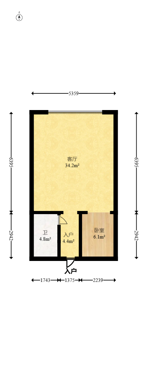 印象天心  2室1厅1卫   54.00万室内图1