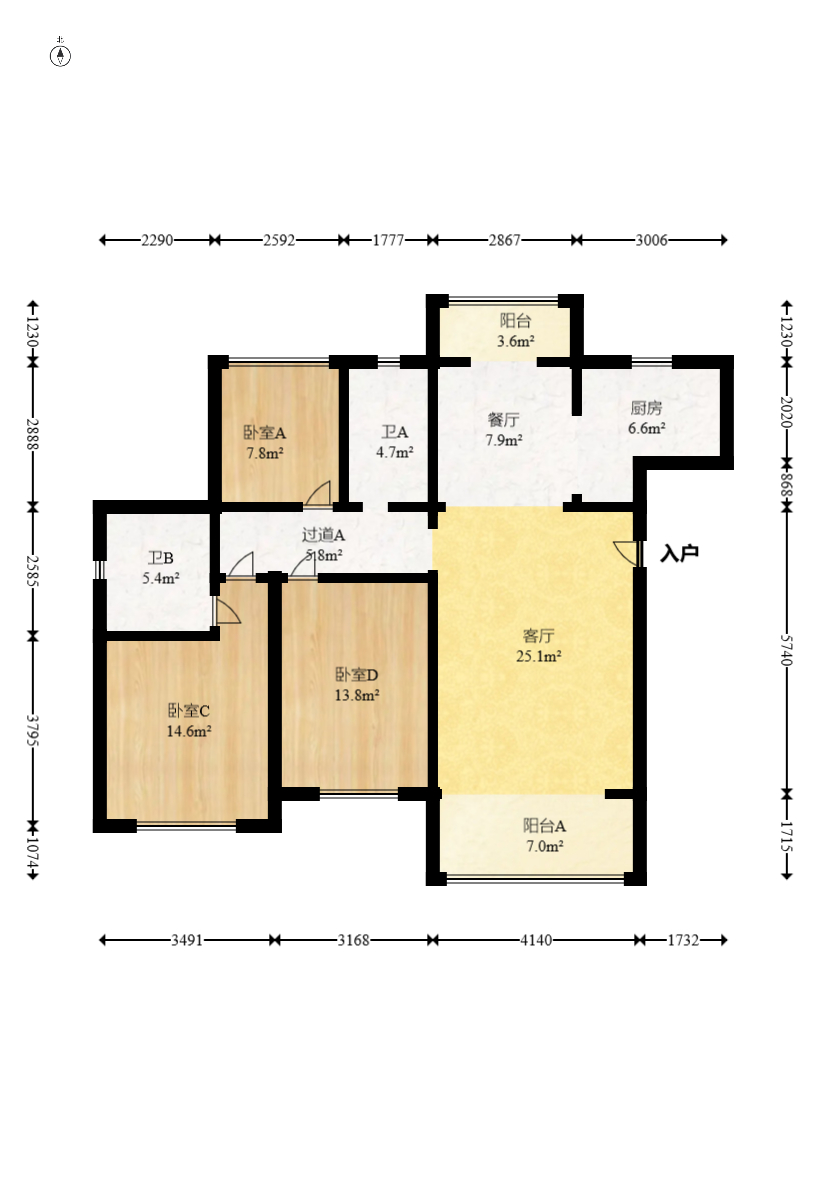 中建嘉和城  3室2厅2卫    113.0万室内图1