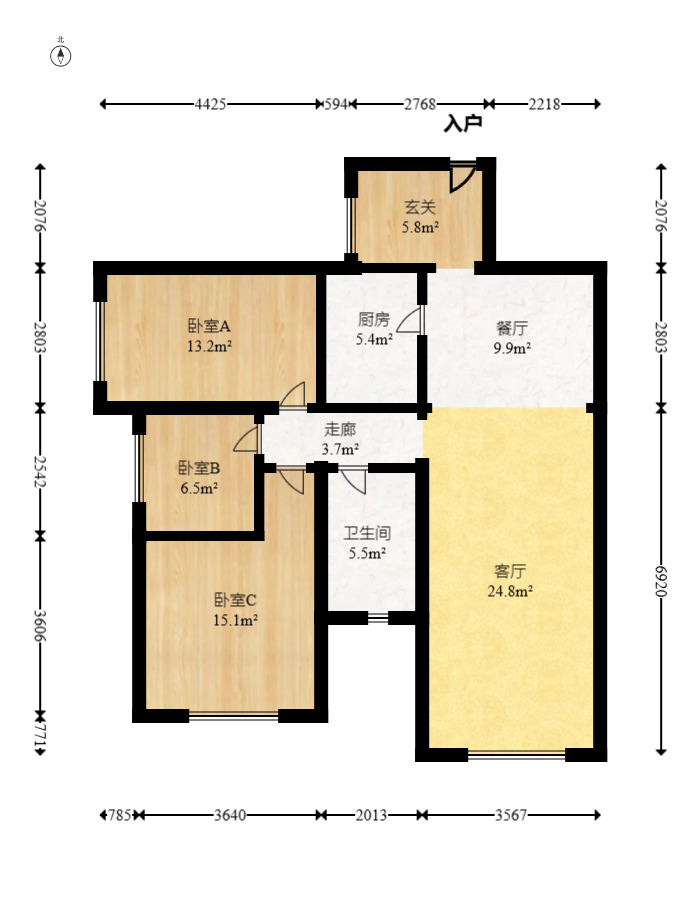 中建芙蓉嘉苑  3室2厅2卫   95.00万室内图1