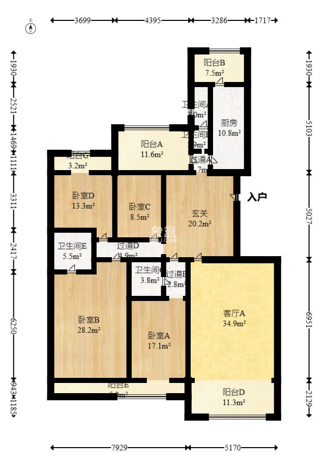 建鸿达华都（华都小户型及大华写字楼）  4室2厅2卫   355.00万