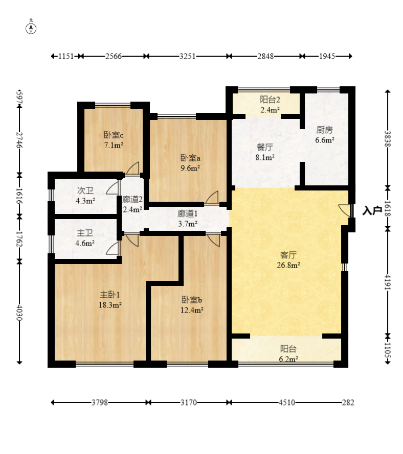 长沙溪山悦 4室2厅2卫 128.0万 长沙溪山悦 4室2厅2卫 128.0万户型图
